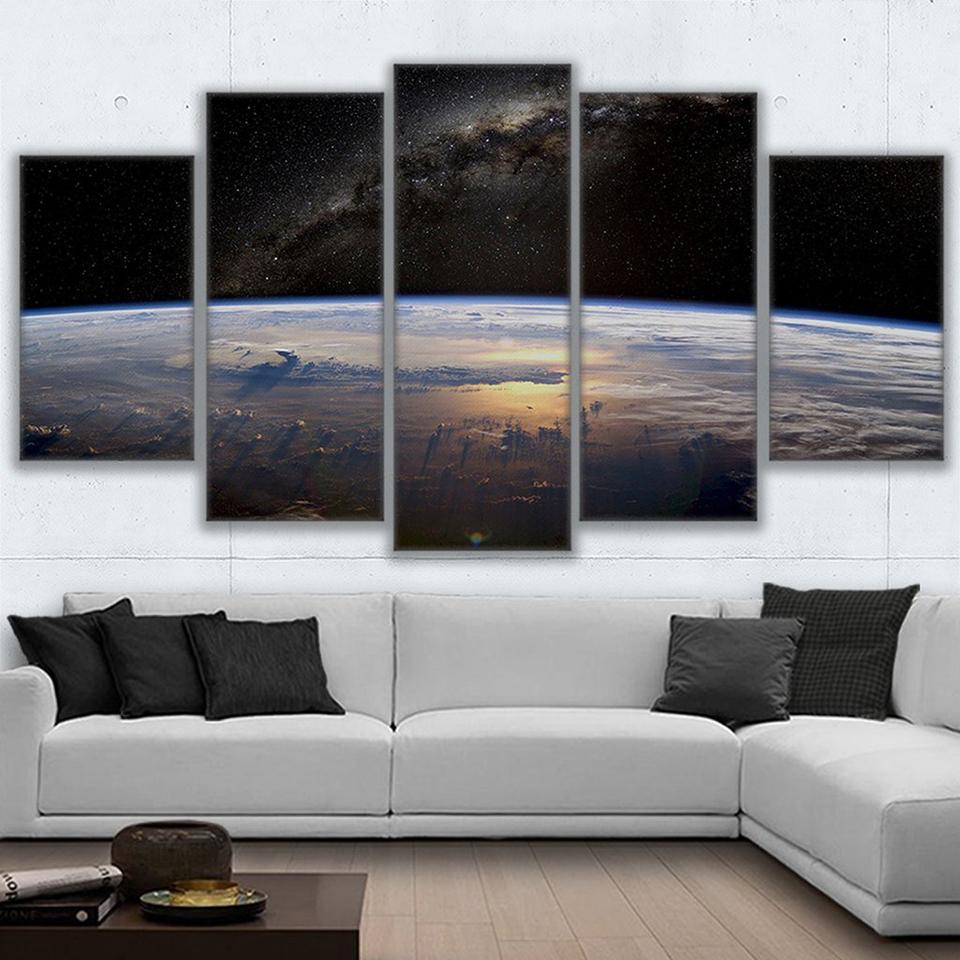 5 Panel Space Universe Planet Landscape Earth Surface Pictures Posters Wall Art Home Decor Canvas HD Prints Paintings Decoration