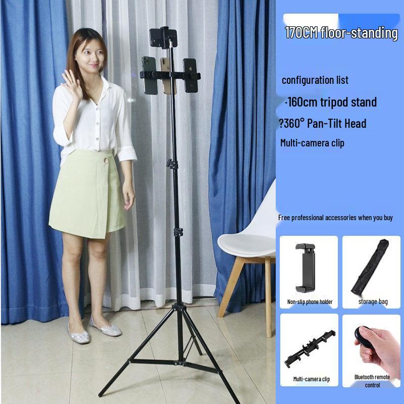 Multi-Functional Mobile Phone Tripod with Ring Light for Live Broadcasting and Selfies
