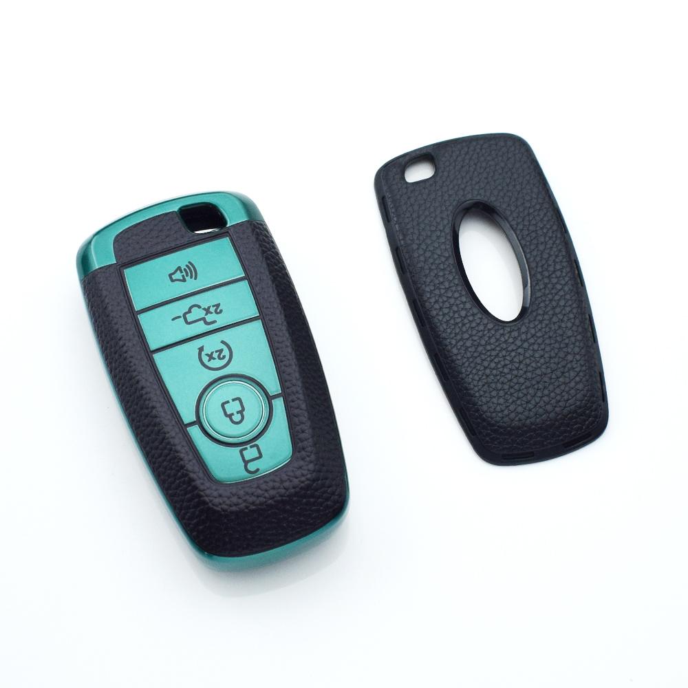 Car Key Case Cover TPU Leather for Ford Edge Fusion Mustang Explorer S-MAX Ranger Lincoln Mondeo F150 F250 F350 5 Buttons