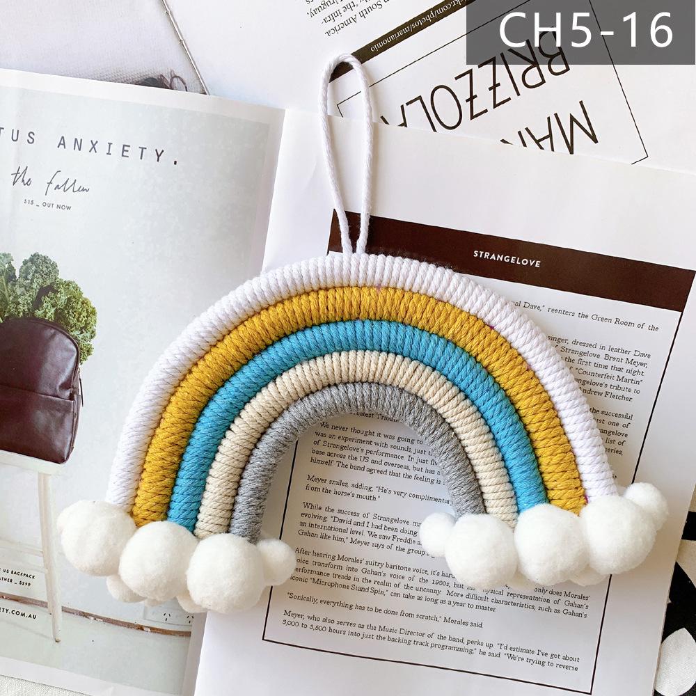 Nordic Style Woven Cloud Rainbow Hanging Ornaments - Children's Room Wall Decor Pendant