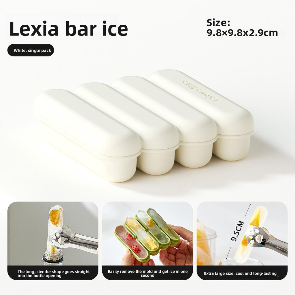 Silicone Ice Cube Tray - Long Rectangular Large Ice Cube Mold - Ice Making Box - Baby Food Box - with Lid - Household Square