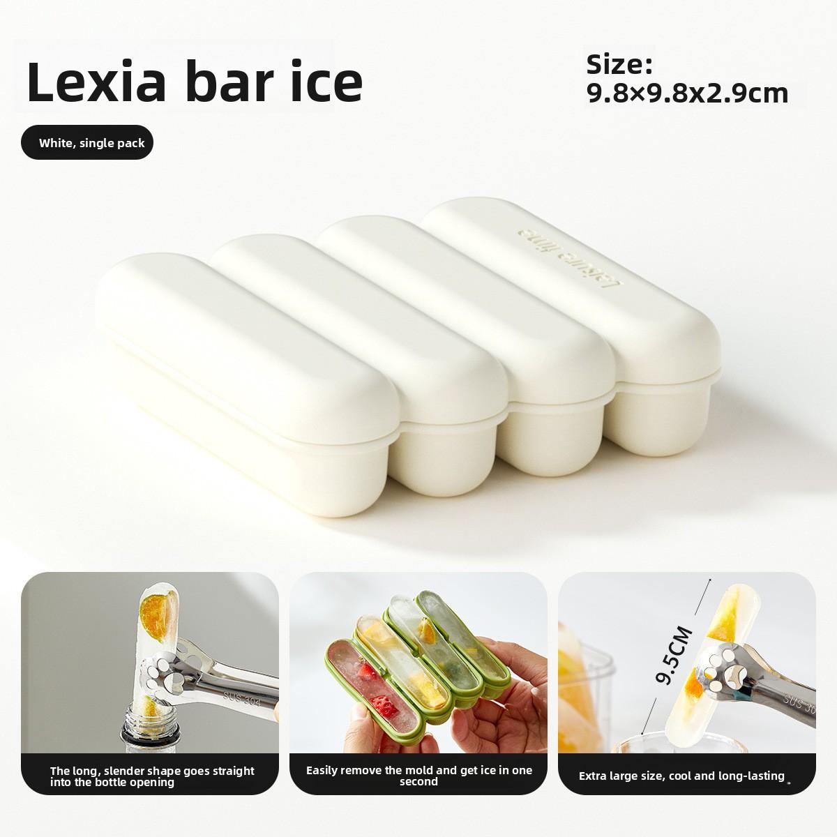Silicone Ice Cube Tray - Long Rectangular Large Ice Cube Mold - Ice Making Box - Baby Food Box - with Lid - Household Square белый