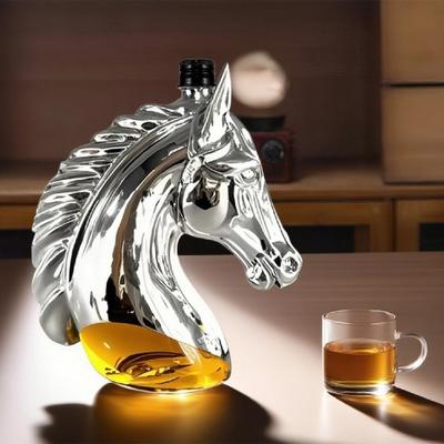 Horse Head Whiskey Decanter Creative Glass Liquor Bottle with Silicone Stopper 350ml Personalized Whiskey Gift