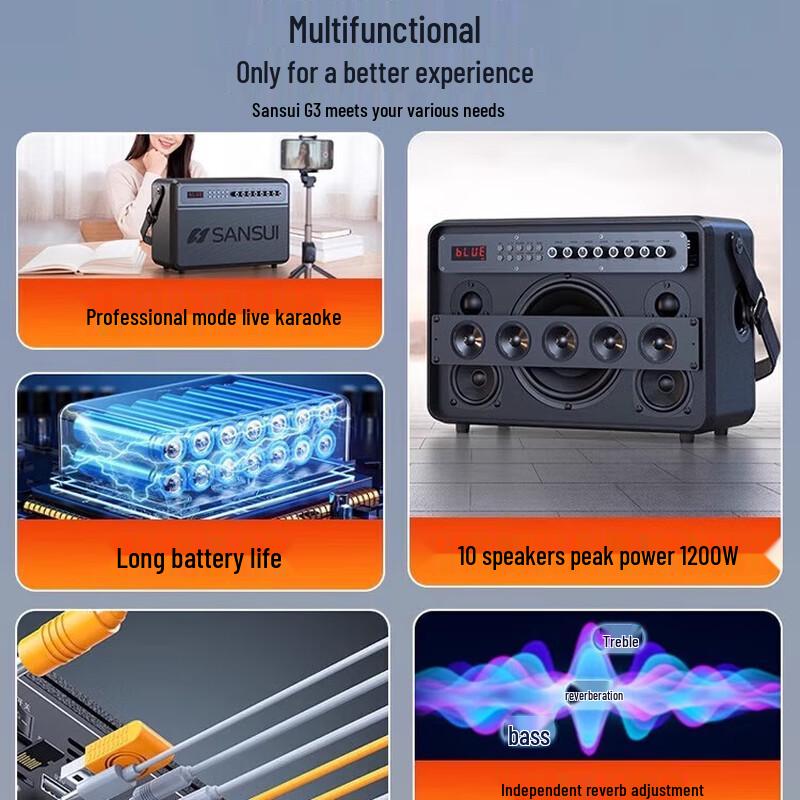Sansui G3 Portable Outdoor KTV Bluetooth Speaker CN plug (adapter included)