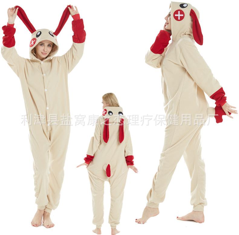 Мультяшные пижамы Минус Кролик Плюс Кролик Животное Мультяшные цельные пижамы Флис Парные домашние костюмы S