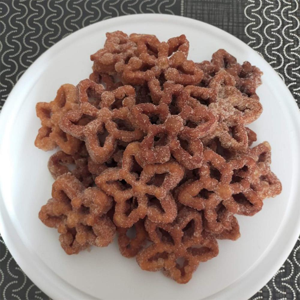 5pcs Biscuit Rosette Mold Iron Maker Waffle Alloy Frying Snack Mold Funnel Cookie Bake Mold Bunuelo Mold with Handle Baking Tool