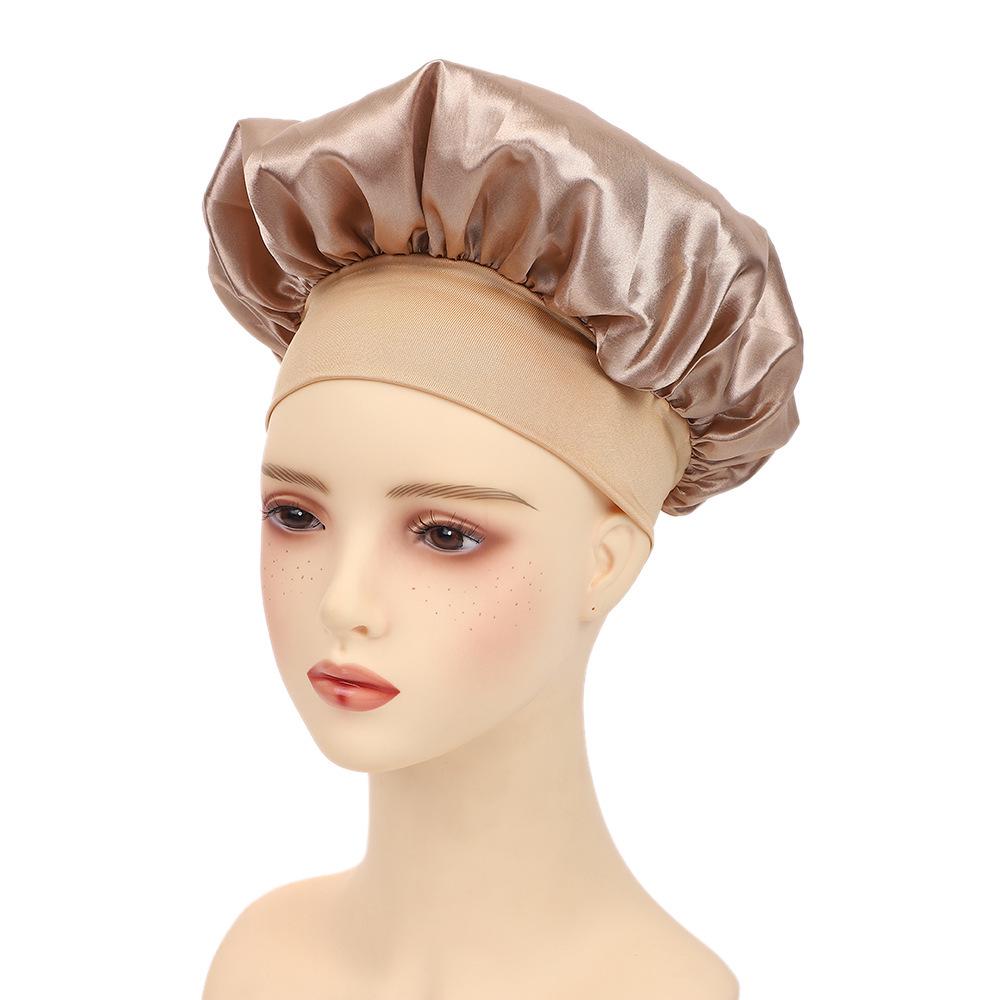 Wide Brim Satin Nightcap: High Elasticity Anti-Frizz Silk Chemotherapy Hat for Hair Care
