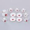 1:12 Dollhouse Tableware Kitchen Miniature 15pcs Porcelain Tea Cup Set For Doll Pretend Play And Kitchen Decor Props