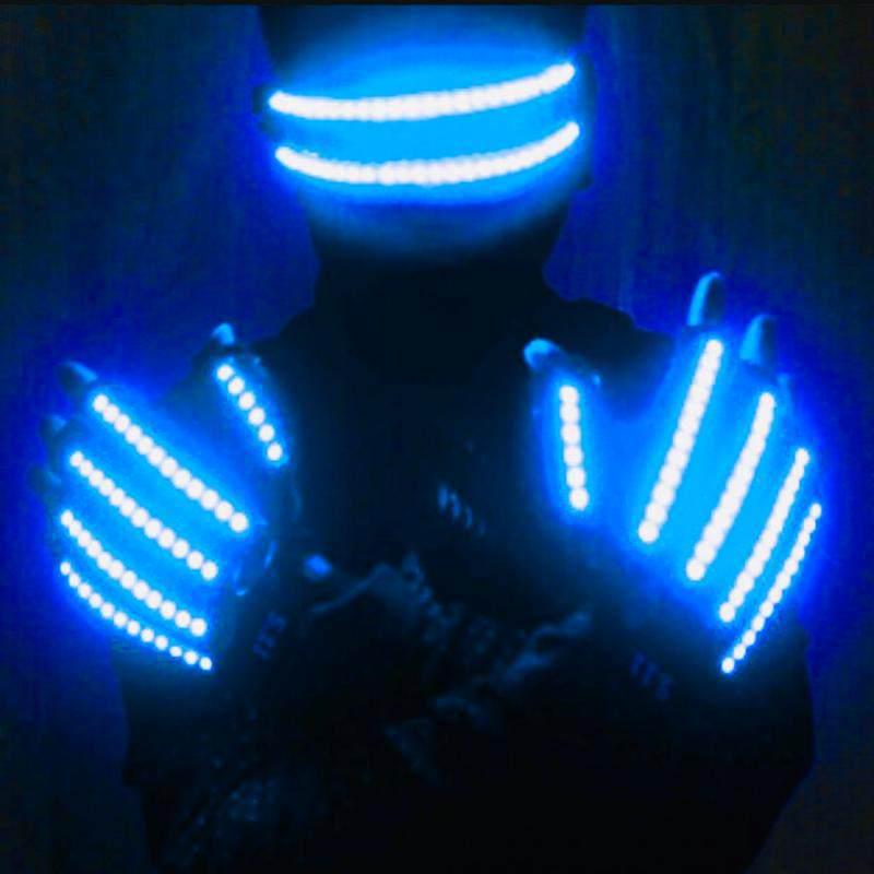 

Светодиодные лазерные перчатки и очки для танцевального выступления - Светящийся реквизит для атмосферы и взаимодействия. One Size