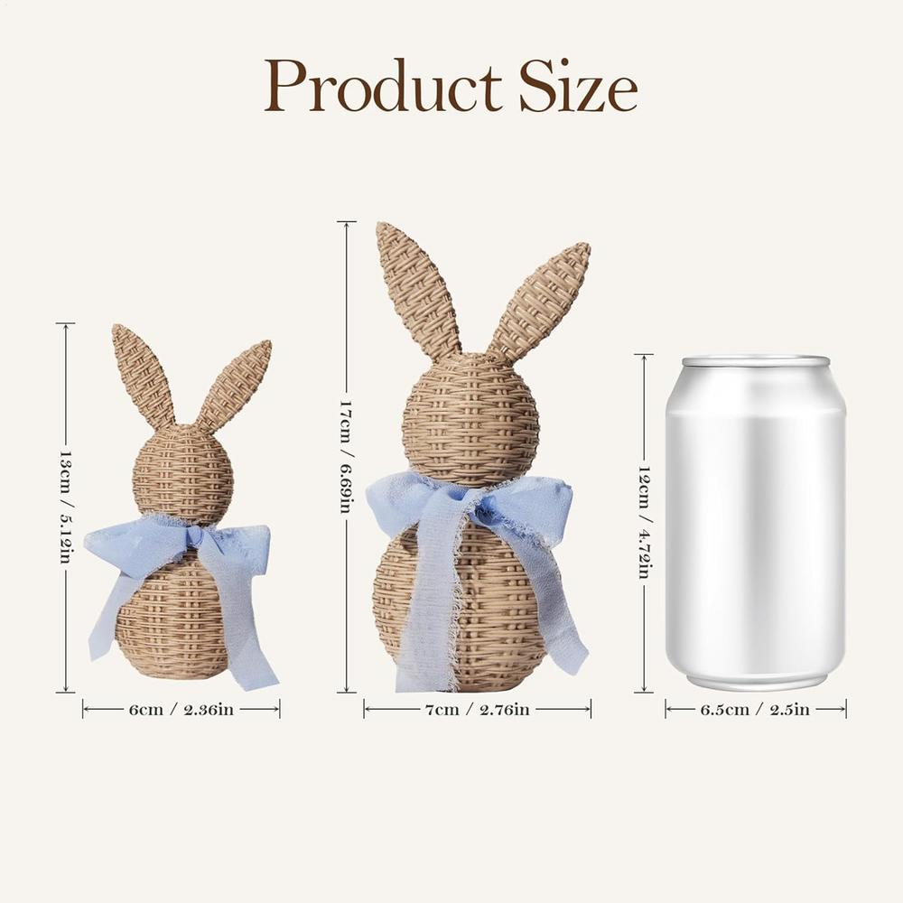 

Bunny Figurines 2 Pieces Resin Woven Spring Decor Easter Bunny Decor Animal Figurines for Home Living Room Bedroom Kitchen синий