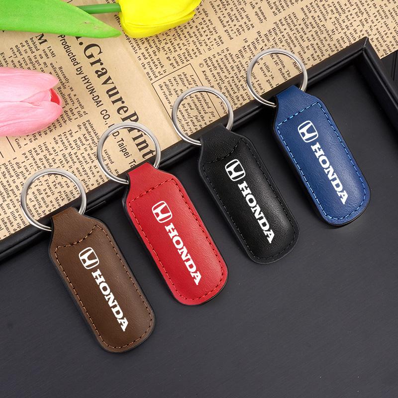 High Quality Leather Car Keychain Keyring Pendant Accessories For Honda Mugen TypeR Jazz Insight Freed Fit CRV Civic Accord City RG0
