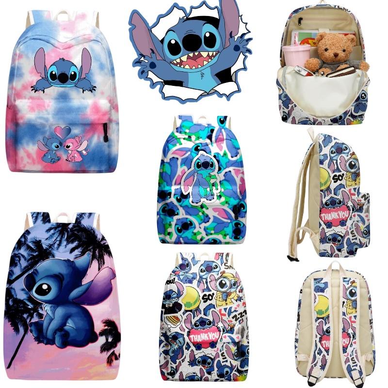 Zaino carino di Stitch per bambini con scomparti con cerniera e tasche