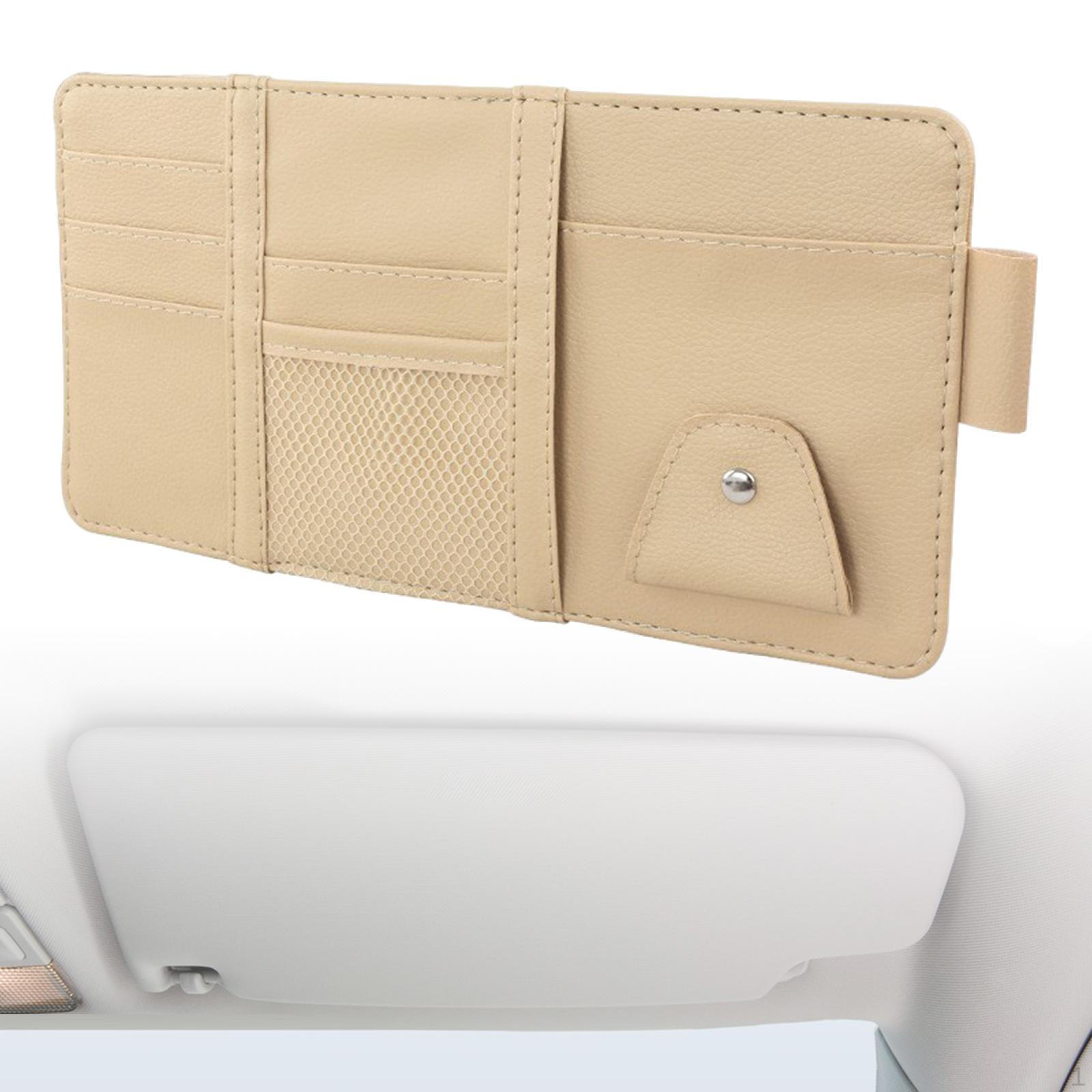 

Auto Car Sun Visor Organizer, Interior Accessories Document Holder Pouch Case Bag Beige without Zipper