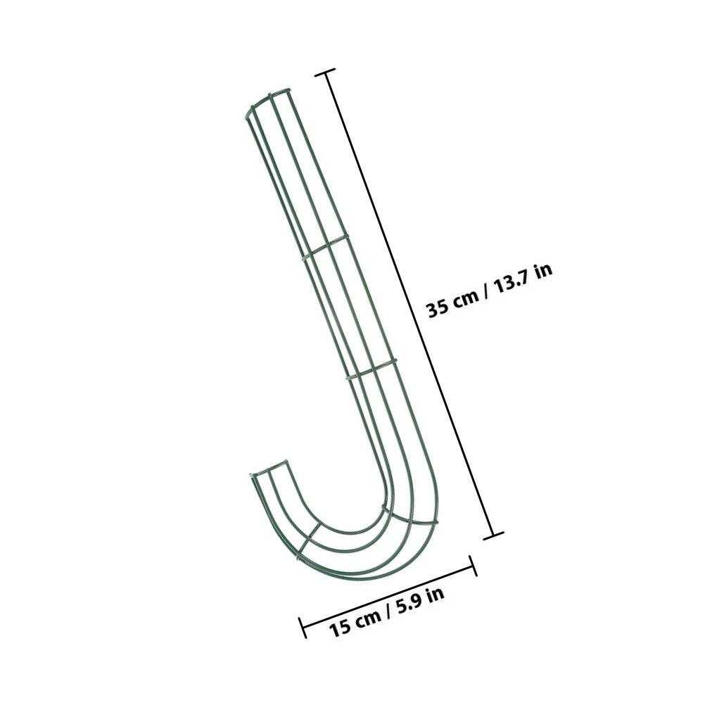 2Pcs J-Shaped Candy Cane Wreath Frame Iron Metal DIY Christmas Wreath Ring for Indoor Outdoor Decor Holiday Party Crafting