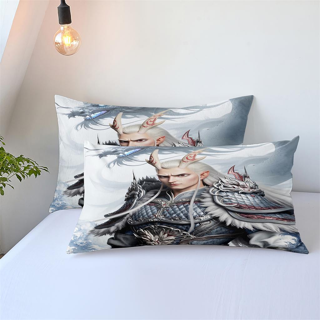 3D-gedrucktes hochwertiges trendiges Bettwäscheset im Nezha-Stil, Kinder-Erwachsenen-Bettwäscheset, Kissenbezug mit Reißverschluss, Bettset, doppelt