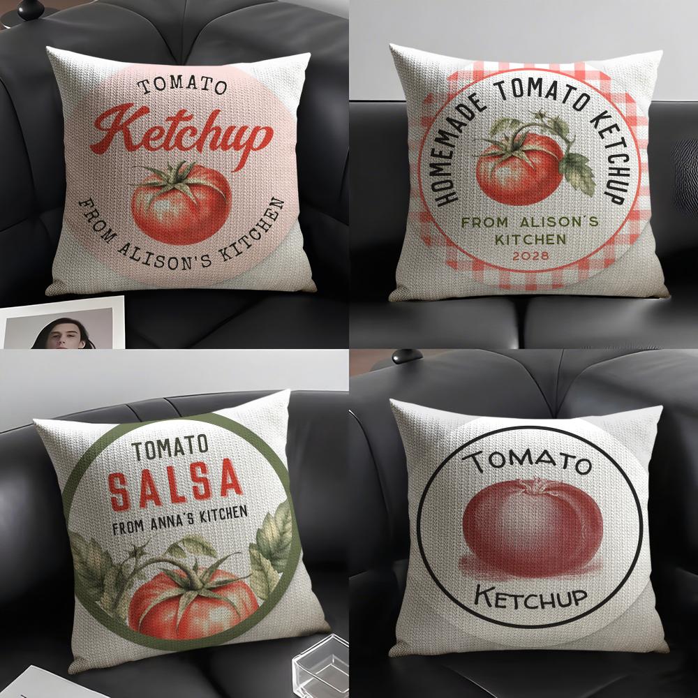 Art Funny Ketchup Label Pillow Case Linen Cushion Covers For Decorative Sofa Home Pillows Case Car Chair Pillows Cases