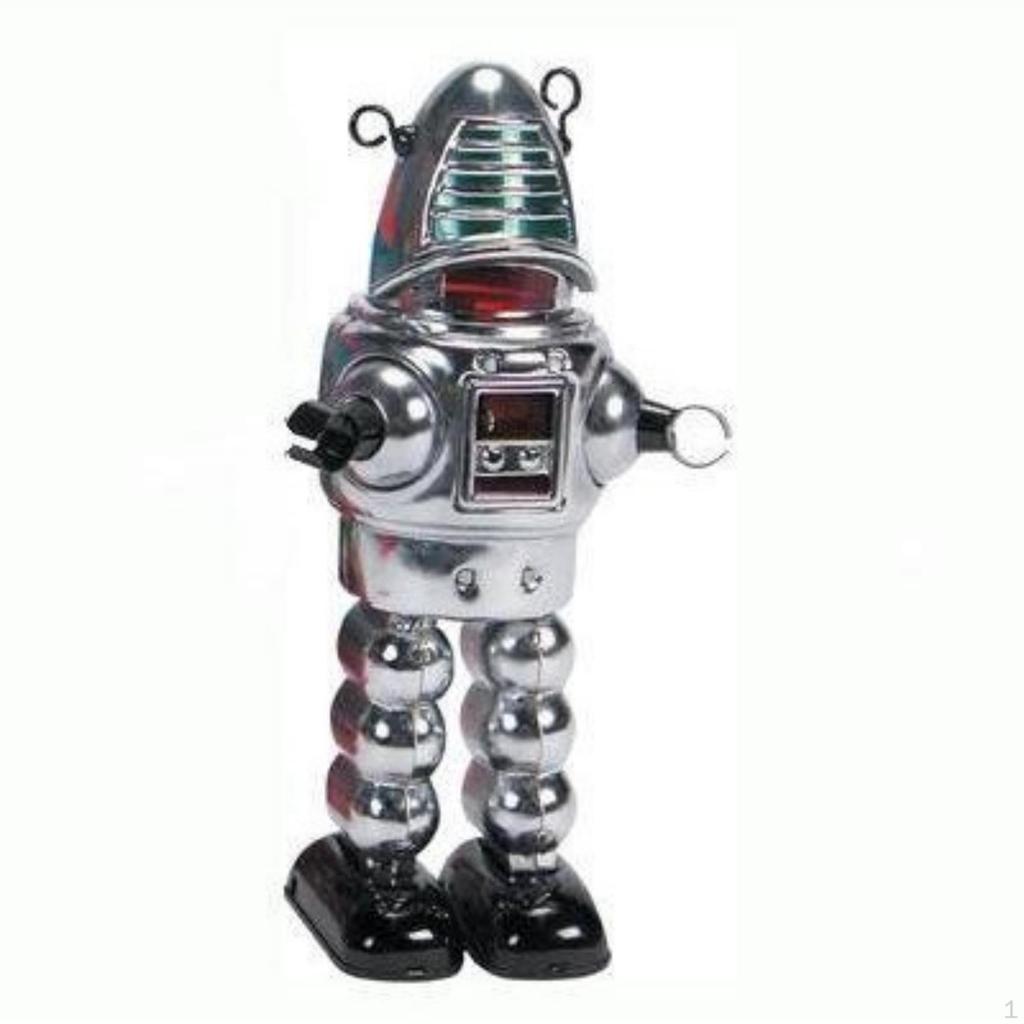 Mechanical Walking Robot Chrome-Metal Clockwork for Collectors, Café