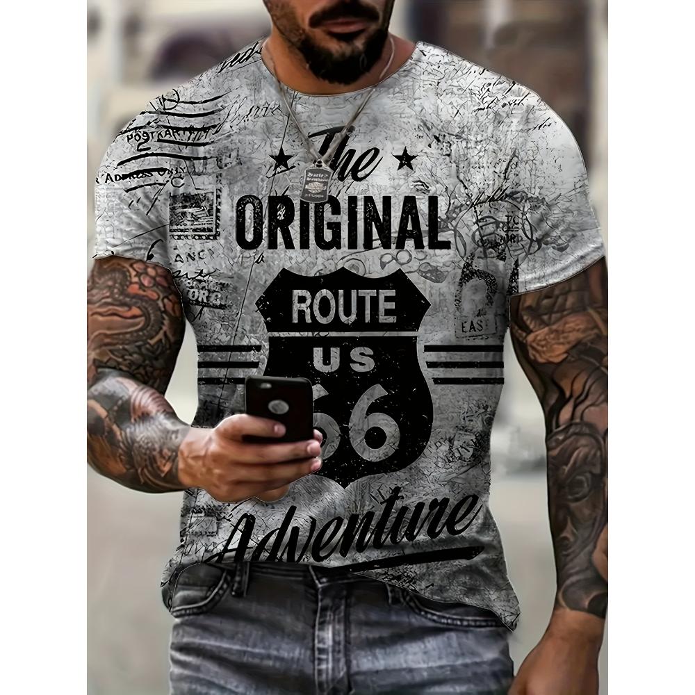 Men s casual T-shirt, classic fit, retro style short-sleeved T-shirt, suitable for daily wear S