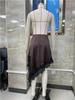 European-American 2025 Autumn Women's Satin Lace Slim A-line Midi Skirt with Irregular Slit
