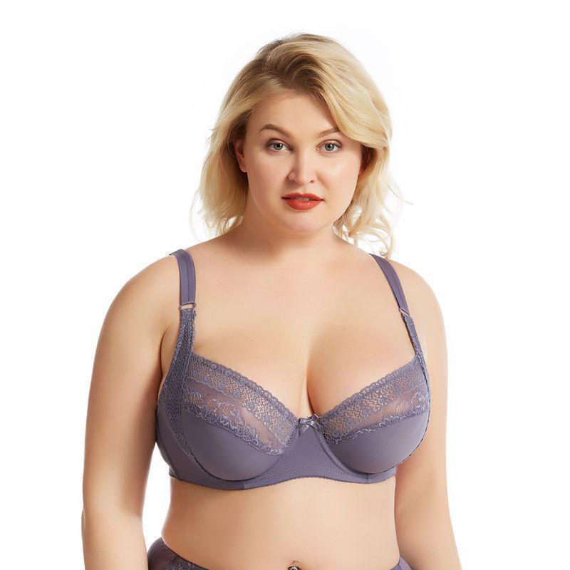 Women's Plus Size Lace Push-Up Bra with Underwire and Side Support