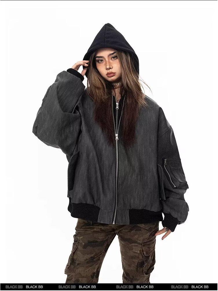 Herr 2024 Retro Amerikansk Arbetsklädesjacka - Huva Läderdesign för Vår & Höst