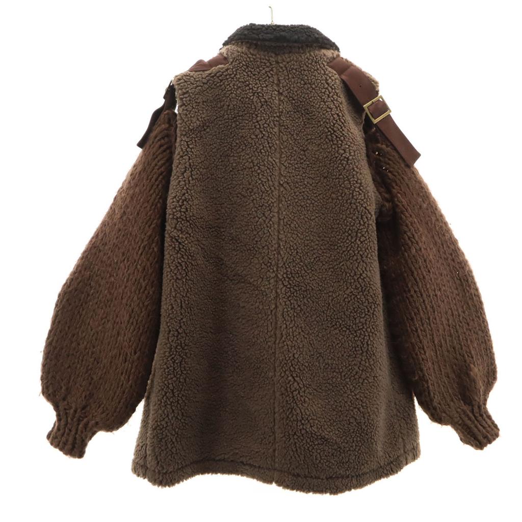 unused EZUMi Knit sleeve Boa coat M Brown Women Used