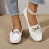 Damen Loafer Bequeme Flache Schuhe Runde Spitze Outdoor Freizeit Lederschuhe