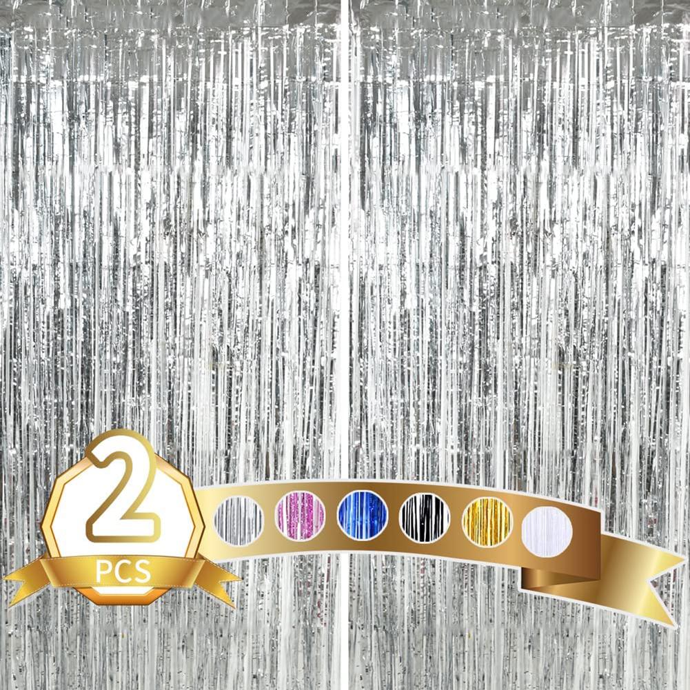 

2pcs/4pcs Glittering Fringe Curtain For Birthday Party Wedding Christmas Door Window Decoration 1x2m #4458