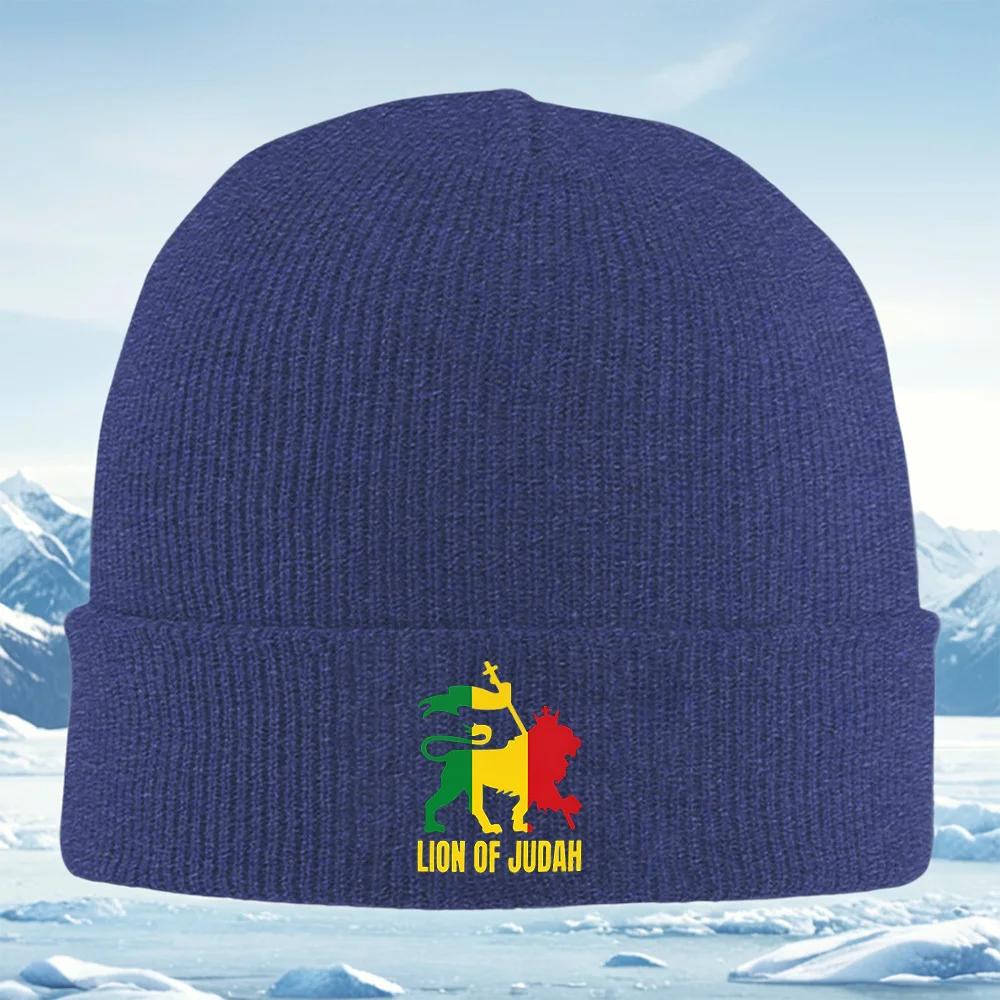 Lion Judah with Flag Crown Design Unisex Women Unisex Knitted Hat Beanie Pullover Cap Winter Thermal Warm Christmas Outdoor Cycling