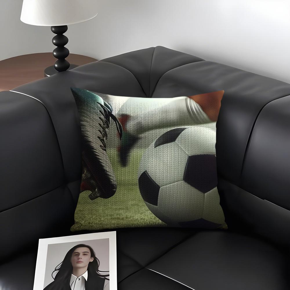 Football Sport Cushion Cover Natural Linen Organic Fabric DoubleSided Printing Sofa Home Decor Gift Pillow Case