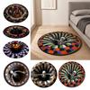 3D Optical Illusion Floor Mats Halloween Rug, Quilted Round Area 24" 32" Creepy Retro Plaid Rugs Skeleton Pumpkin Scarecrow Non-slip Mat for
