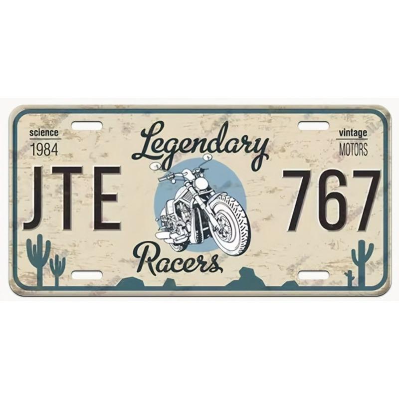 Motorcycle Souvenir License Plate, Metal Auto Wall Decor 15x30cm