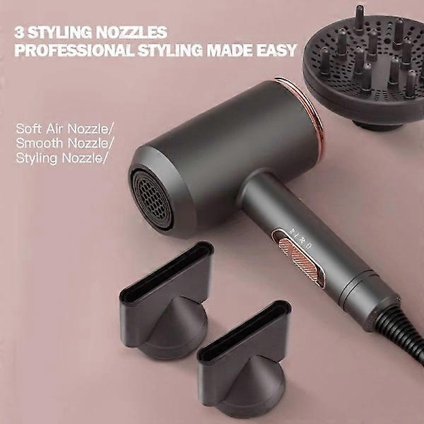 Hair dryer with diffuser and concentrator 5 speeds Black Black