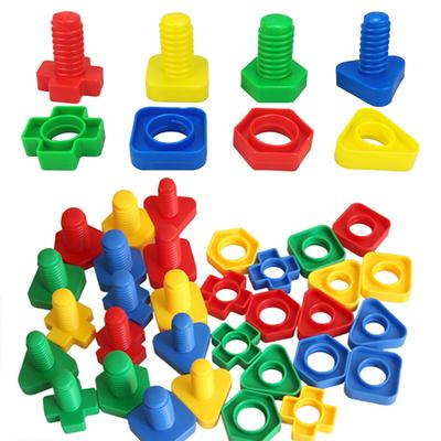 Children Screw Building Blocks Nut Shape Match Puzzle Toys for Infant Kids Montessori Shape Color Recognize Educational Toys TMZ