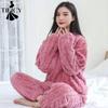 Conjunto de Pijama Casual de Outono para Mulheres Feito de Veludo Isolado e Lã Polar Canelada