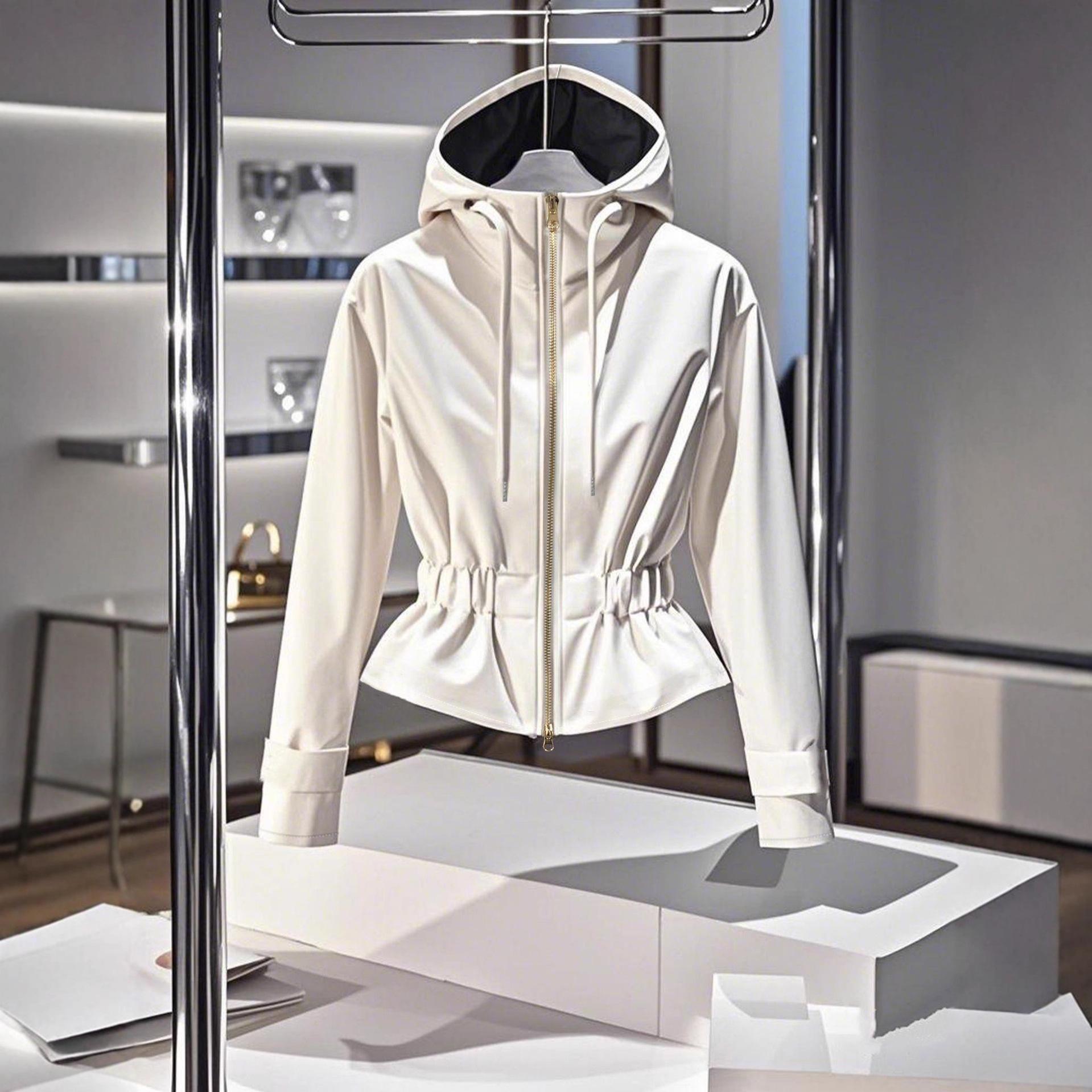 

Новая белая приталенная женская толстовка с капюшоном в спортивном стиле, простая и модная повседневная куртка XL