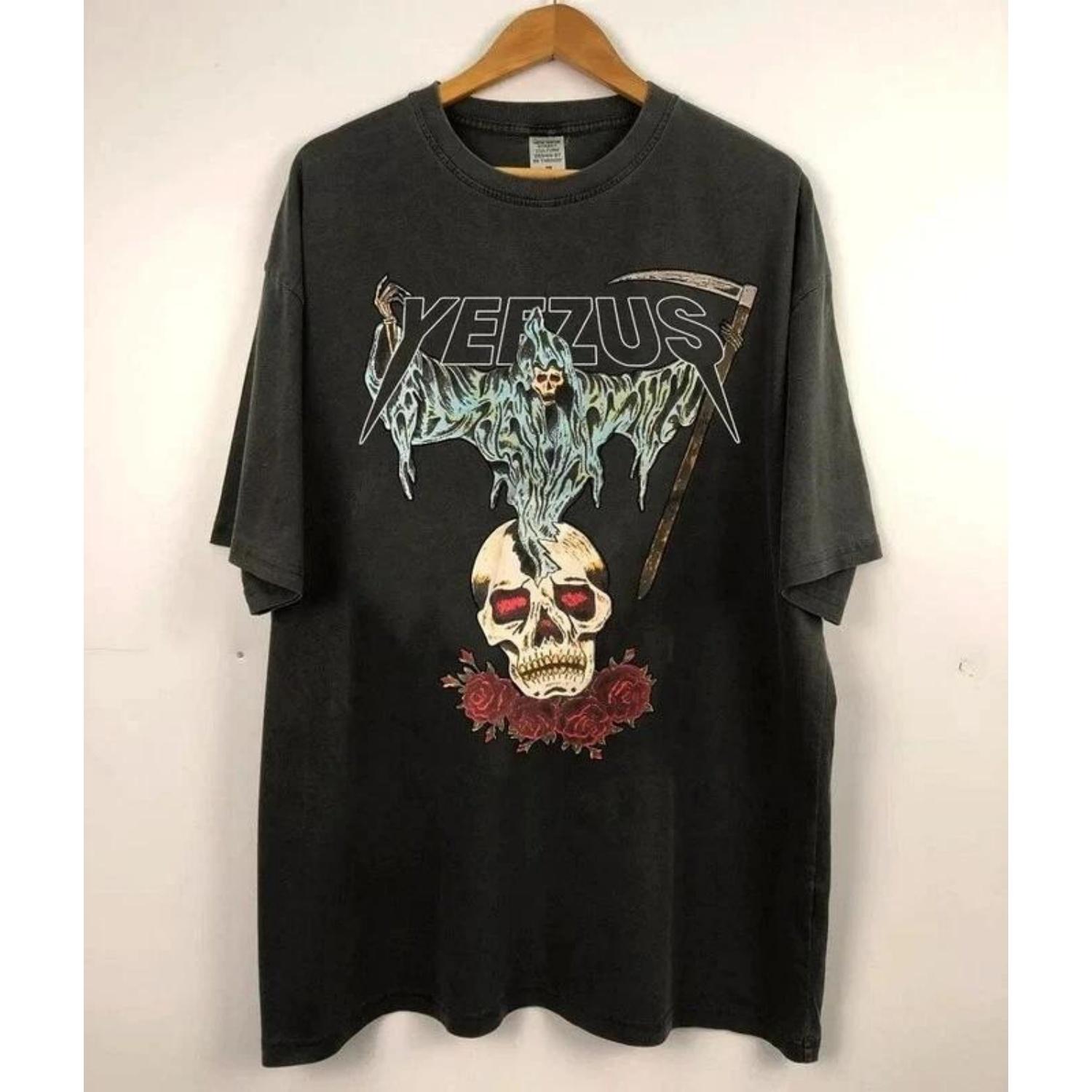 Футболка Yeezus Kanye West, Футболка с туром Reaper Kanye West, Унисекс, Мужская, Женская, Футболка с коротким рукавом, Унисекс, Мужская, Женская, Лето S