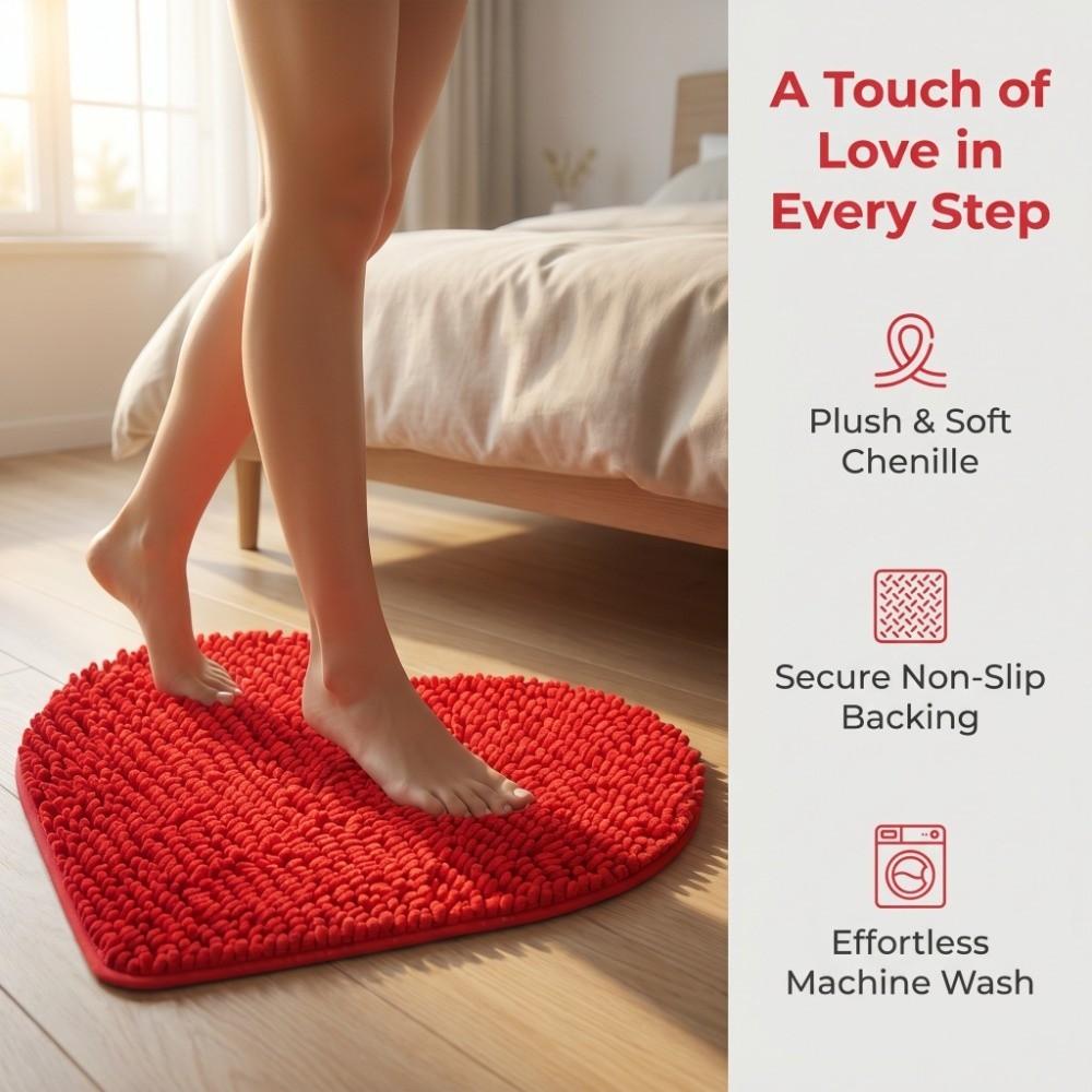 Red Non-slip Quick Dry Bath Rug  Bedroom Bedside Decorative Floor Mat