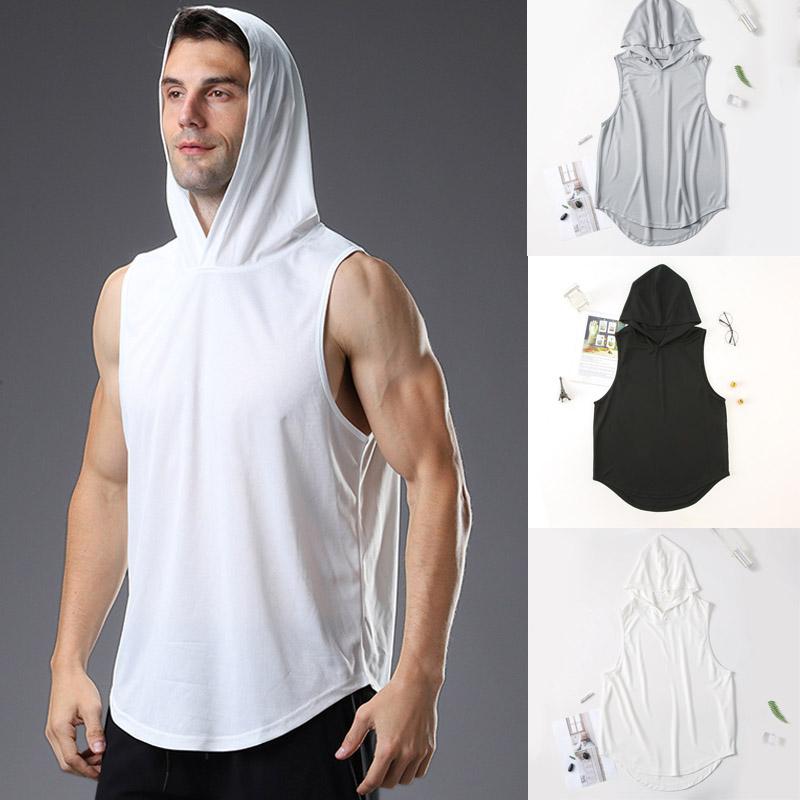 

Мужской спортивный жилет для тренировок, майки с капюшоном для фитнеса и тренировок