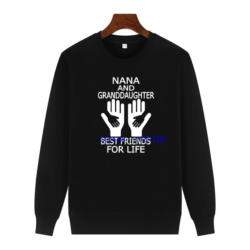 Nana And Granddaughter Best Friends Funny Printed Crew Neck Fleece Pullover Sweater Keep Warm Winter Clothing for Women