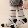 Warm Comfortable Thick Stripe Plush Coral Fleece Socks Cotton Hosiery Middle Tube Socks Man Socks