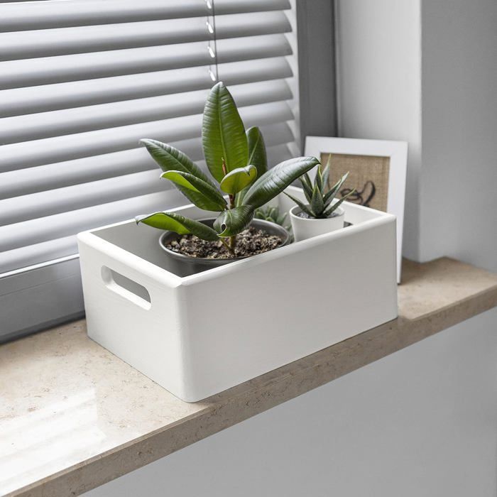 Caisse de Rangement - Creative Deco - 30x20x13cm - Bois Naturel - Blanc - Poignées