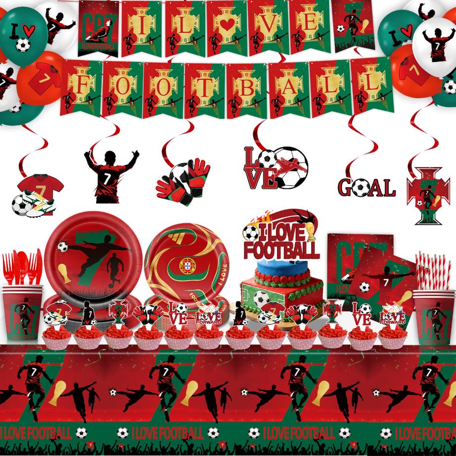 Spanish Football Player Theme Party Decoratiaons Soccer Star Balloon Set Boy Birthday Party Supplies Cr&7 Backdrop Banner Props