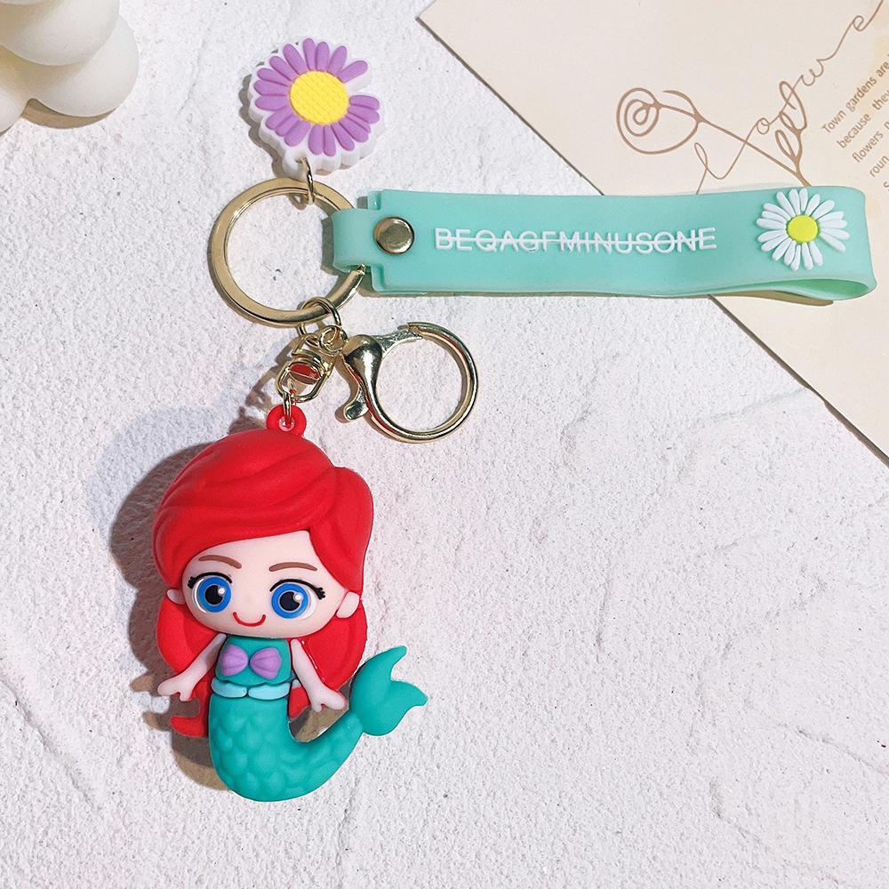 Snow White Elsa Alice Pendant Keychain Cartoon Phone Bag Mermaid Princess Key Chain Jewelry Kids Fans Gifts