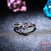 925Sterling Silver925Silver Promise Ring Valentine's Day Gift Double Stone Ring Heart-shaped Birthstone Toi Et Moi Engagement Ring Jewelry Teen