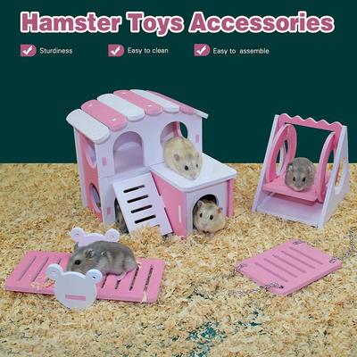 Balança de Hamster Brinquedo Balanço Triângulo Exercício Madeira Conjunto de Brincar Balanço Pendurado Casa de Hamster