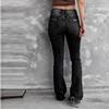 Women's New  Fashion Hole High Waist Retro Elastic Slim Micro Flared Pants