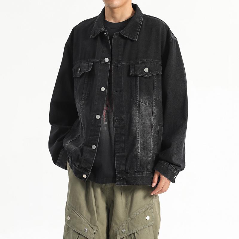 Denim Jacket Jacket Men's and Women's Autumn and Winter Thickened High Street Casual Tooling Hong Kong Style Literary and Loose