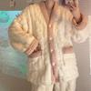 Coral Fleece Pajamas Women  Autumn and Winter  Thickened Fleece-lined Graceful Home Wear Set