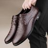 Spring Fashion Genuine Leather Shoes for Men Lace Up Crocodile Texture Oxfords Gentleman's Stylish Office Business Casual Shoes